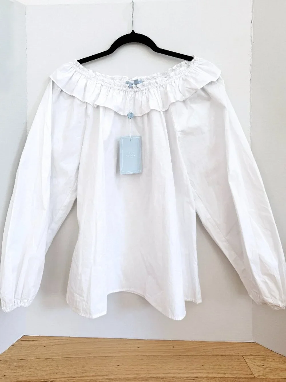 Hill House Home The Lena Top White Off Shoulder Blouse NWT S